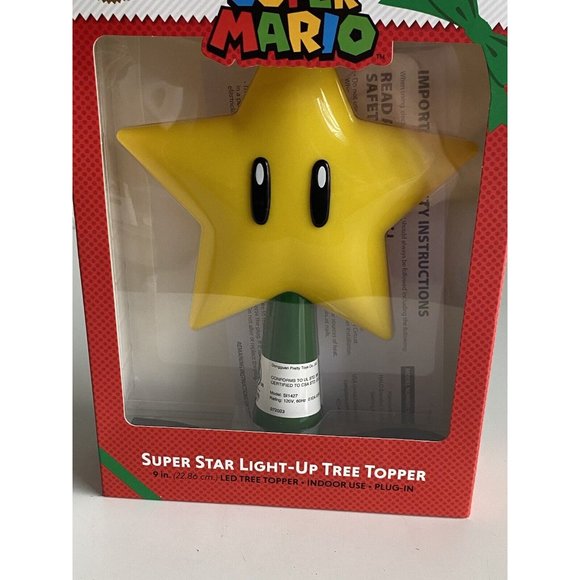 Nintendo Super Mario 9" Super Star Light Up LED Plug In Christmas Tree Topper - Picture 2 of 10
